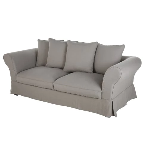 Maisons Du Monde Housses De Canapé Housse De Canapé Convertible 3/4 Places (12 Cm) En Lin Froissé Gris Clair 5 Maisons Du Monde Housses De Canapé Housse De Canapé Convertible 3/4 Places (12 Cm) En Lin Froissé Gris Clair – Image 3