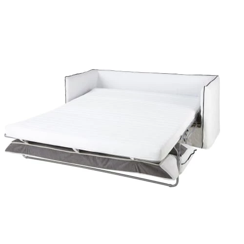 Maisons Du Monde Housses De Canapé Housse De Canapé Convertible 3/4 Places En Lin Froissé Blanc à Volants 4 Maisons Du Monde Housses De Canapé Housse De Canapé Convertible 3/4 Places En Lin Froissé Blanc à Volants – Image 2