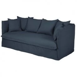 Maisons Du Monde Housses De Canapé Housse De Canapé Convertible 3/4 Places En Lin Froissé Bleu Nuit -Housses de canapé Soldes housse de canape convertible 3 4 places en lin froisse bleu nuit 1000 9 5 204349 3