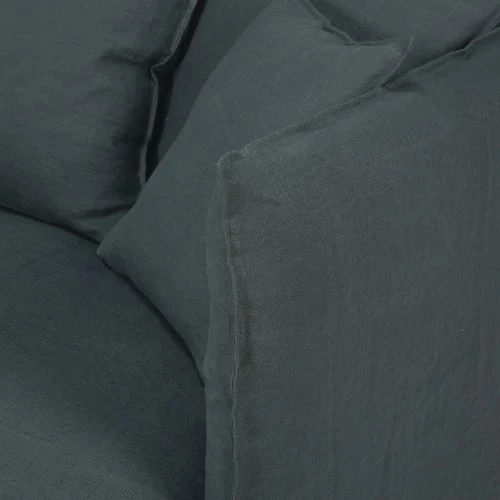 Maisons Du Monde Housses De Canapé Housse De Canapé Convertible 3/4 Places En Lin Froissé Gris Anthracite 7 Maisons Du Monde Housses De Canapé Housse De Canapé Convertible 3/4 Places En Lin Froissé Gris Anthracite – Image 5