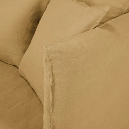 Maisons Du Monde Housses De Canapé Housse De Canapé Convertible 3/4 Places En Lin Froissé Ocre 6 Maisons Du Monde Housses De Canapé Housse De Canapé Convertible 3/4 Places En Lin Froissé Ocre – Image 4