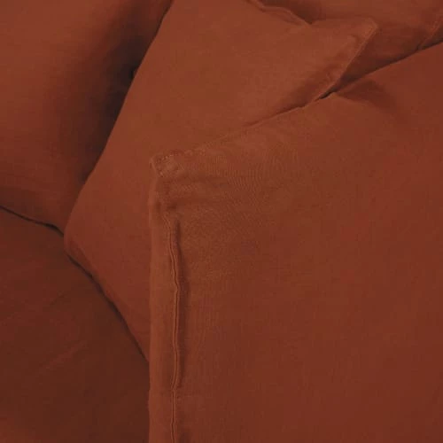 Maisons Du Monde Housses De Canapé Housse De Canapé Convertible 3/4 Places En Lin Froissé Terracotta 6 Maisons Du Monde Housses De Canapé Housse De Canapé Convertible 3/4 Places En Lin Froissé Terracotta – Image 4