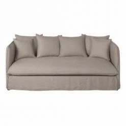 Maisons Du Monde Housses De Canapé Housse De Canapé Convertible 3/4 Places En Lin Supérieur Beige Ficelle