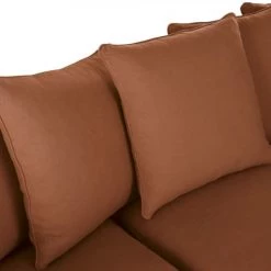 Maisons Du Monde Housses De Canapé Housse De Canapé D'angle Convertible 5 Places (matelas 12 Cm) En Lin Froissé Orange De Sienne -Housses de canapé Soldes housse de canape d angle convertible 5 places matelas 12 cm en lin froisse orange de sienne 1000 16 30 221594 4