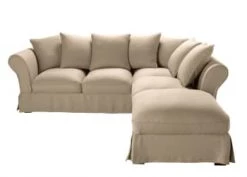 Maisons Du Monde Housses De Canapé Housse De Canapé D'angle Convertible (6 Cm) En Lin Froissé Blanc -Housses de canapé Soldes housse de canape d angle convertible 6 cm en lin froisse beige ficelle roma 1000 4 37 204463 1 6