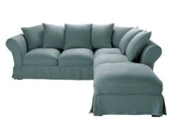Maisons Du Monde Housses De Canapé Housse De Canapé D'angle Convertible (6 Cm) En Lin Froissé Gris Clair -Housses de canapé Soldes housse de canape d angle convertible 6 cm en lin froisse bleu celadon roma 1000 7 40 204466 1 4