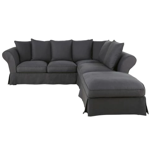 Maisons Du Monde Housses De Canapé Housse De Canapé D'angle Convertible (6 Cm) En Lin Froissé Gris Anthracite 3 Maisons Du Monde Housses De Canapé Housse De Canapé D'angle Convertible (6 Cm) En Lin Froissé Gris Anthracite