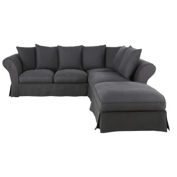 Maisons Du Monde Housses De Canapé Housse De Canapé D'angle Convertible (6 Cm) En Lin Froissé Vert Kaki 7 Maisons Du Monde Housses De Canapé Housse De Canapé D'angle Convertible (6 Cm) En Lin Froissé Vert Kaki – Image 5