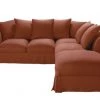 Maisons Du Monde Housses De Canapé Housse De Canapé D'angle Convertible (6 Cm) En Lin Froissé Terracotta -Housses de canapé Soldes housse de canape d angle convertible 6 cm en lin froisse terracotta 1000 9 1 204468 1