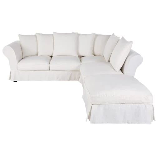 Maisons Du Monde Housses De Canapé Housse De Canapé D'angle Convertible En Lin Froissé Blanc 3 Maisons Du Monde Housses De Canapé Housse De Canapé D'angle Convertible En Lin Froissé Blanc