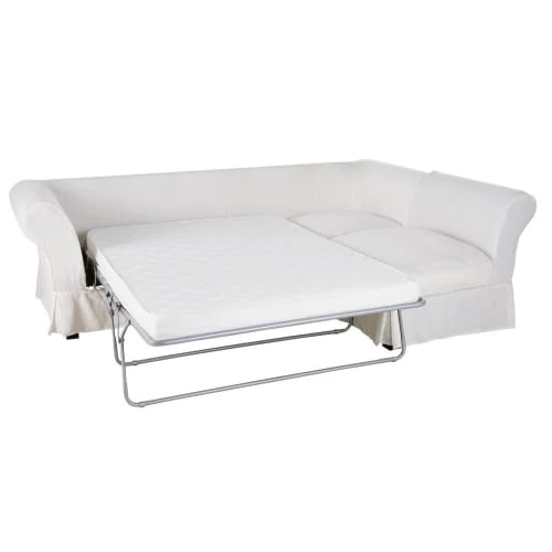 Maisons Du Monde Housses De Canapé Housse De Canapé D'angle Convertible En Lin Froissé Blanc 4 Maisons Du Monde Housses De Canapé Housse De Canapé D'angle Convertible En Lin Froissé Blanc – Image 2