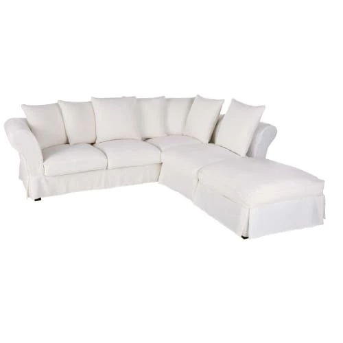 Maisons Du Monde Housses De Canapé Housse De Canapé D'angle Convertible En Lin Froissé Blanc 5 Maisons Du Monde Housses De Canapé Housse De Canapé D'angle Convertible En Lin Froissé Blanc – Image 3