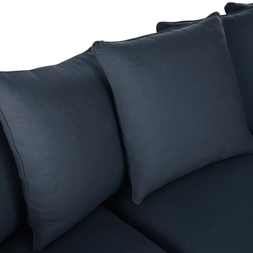 Maisons Du Monde Housses De Canapé Housse De Canapé D'angle Convertible En Lin Froissé Bleu Nuit 6 Maisons Du Monde Housses De Canapé Housse De Canapé D'angle Convertible En Lin Froissé Bleu Nuit – Image 4