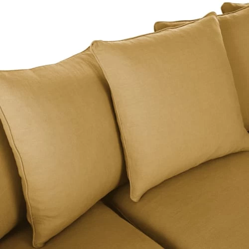 Maisons Du Monde Housses De Canapé Housse De Canapé D'angle Convertible En Lin Froissé Ocre 6 Maisons Du Monde Housses De Canapé Housse De Canapé D'angle Convertible En Lin Froissé Ocre – Image 4