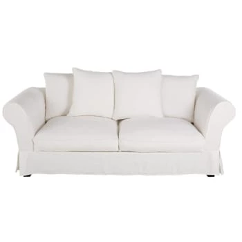 Maisons Du Monde Housses De Canapé Housse De Canapé Fixe Et Convertible 3/4 Places (6 Cm) En Lin Froissé Blanc 6 Maisons Du Monde Housses De Canapé Housse De Canapé Fixe Et Convertible 3/4 Places (6 Cm) En Lin Froissé Blanc – Image 4