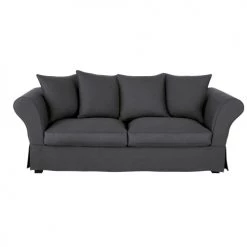 Maisons Du Monde Housses De Canapé Housse De Canapé Fixe Et Convertible 3/4 Places (6 Cm) En Lin Froissé Gris Anthracite