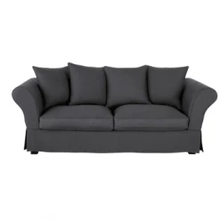 Maisons Du Monde Housses De Canapé Housse De Canapé Fixe Et Convertible 3/4 Places (6 Cm) En Lin Froissé Vert Kaki -Housses de canapé Soldes housse de canape fixe et convertible 3 4 places 6 cm en lin froisse gris anthracite roma 1000 13 12 204438 1 4