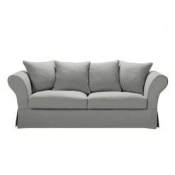 Maisons Du Monde Housses De Canapé Housse De Canapé Fixe Et Convertible 3/4 Places (6 Cm) En Lin Froissé Gris Clair