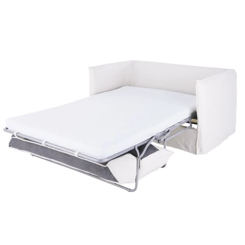 Maisons Du Monde Housses De Canapé Housse De Canapé-lit 3/4 Places En Lin Supérieur Blanc 4 Maisons Du Monde Housses De Canapé Housse De Canapé-lit 3/4 Places En Lin Supérieur Blanc – Image 2