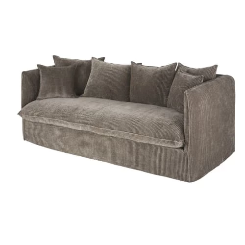 Maisons Du Monde Housses De Canapé Housse De Canapé-lit 3/4 Places En Velours Côtelé Marron écorce 5 Maisons Du Monde Housses De Canapé Housse De Canapé-lit 3/4 Places En Velours Côtelé Marron écorce – Image 3