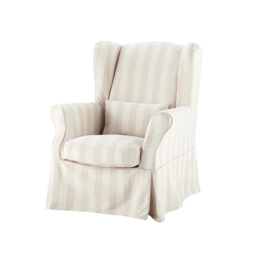 Maisons Du Monde Housses De Fauteuil Housse De Fauteuil à Rayures En Coton Beige 2 Maisons Du Monde Housses De Fauteuil Housse De Fauteuil à Rayures En Coton Beige