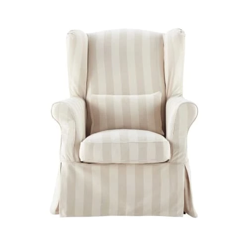 Maisons Du Monde Housses De Fauteuil Housse De Fauteuil à Rayures En Coton Beige 3 Maisons Du Monde Housses De Fauteuil Housse De Fauteuil à Rayures En Coton Beige – Image 2