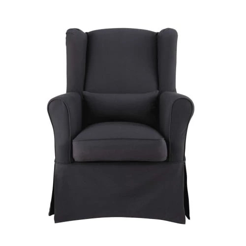 Maisons Du Monde Housses De Fauteuil Housse De Fauteuil En Coton Anthracite 4 Maisons Du Monde Housses De Fauteuil Housse De Fauteuil En Coton Anthracite – Image 2