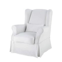 Maisons Du Monde Housses De Fauteuil Housse De Fauteuil En Lin Blanche -Housses de canapé Soldes housse de fauteuil en lin blanche cottage 1000 10 32 147468 0