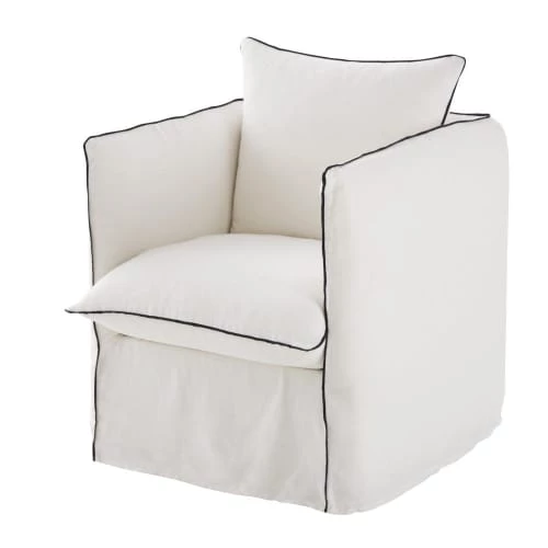 Maisons Du Monde Housses De Fauteuil Housse De Fauteuil En Lin Froissé Blanc à Volants 4 Maisons Du Monde Housses De Fauteuil Housse De Fauteuil En Lin Froissé Blanc à Volants – Image 2