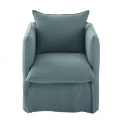 Maisons Du Monde Housses De Fauteuil Housse De Fauteuil En Lin Froissé Bleu Céladon