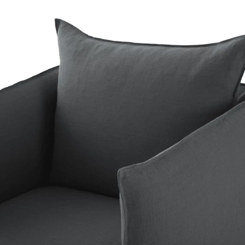 Maisons Du Monde Housses De Fauteuil Housse De Fauteuil En Lin Froissé Gris Anthracite 5 Maisons Du Monde Housses De Fauteuil Housse De Fauteuil En Lin Froissé Gris Anthracite – Image 3