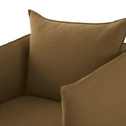 Maisons Du Monde Housses De Fauteuil Housse De Fauteuil En Lin Froissé Marron Havane -Housses de canapé Soldes housse de fauteuil en lin froisse marron havane 1000 2 26 221631 3