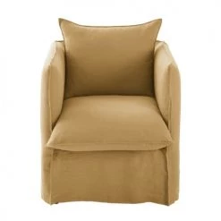 Maisons Du Monde Housses De Fauteuil Housse De Fauteuil En Lin Froissé Ocre