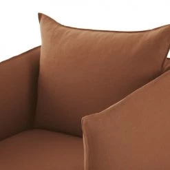 Maisons Du Monde Housses De Fauteuil Housse De Fauteuil En Lin Froissé Orange De Sienne -Housses de canapé Soldes housse de fauteuil en lin froisse orange de sienne 1000 3 27 221632 3