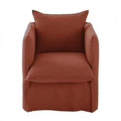 Maisons Du Monde Housses De Fauteuil Housse De Fauteuil En Lin Froissé Terracotta