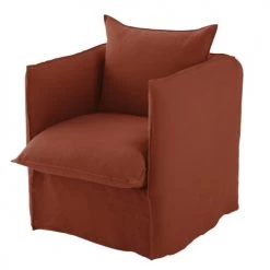 Housses de canapé Soldes -Housses de canapé Soldes housse de fauteuil en lin froisse terracotta 1000 9 39 204383 2