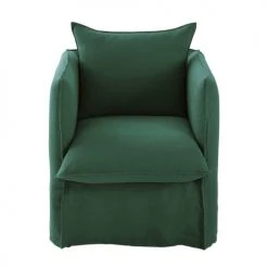 Maisons Du Monde Housses De Fauteuil Housse De Fauteuil En Lin Froissé Vert