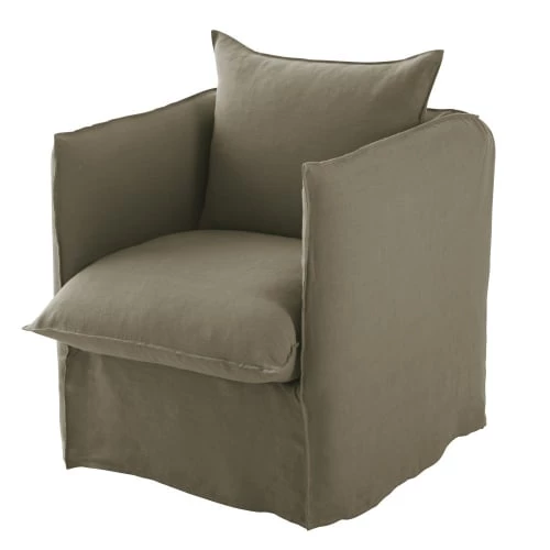 Maisons Du Monde Housses De Fauteuil Housse De Fauteuil En Lin Froissé Vert Kaki 4 Maisons Du Monde Housses De Fauteuil Housse De Fauteuil En Lin Froissé Vert Kaki – Image 2
