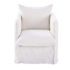 Maisons Du Monde Housses De Fauteuil Housse De Fauteuil En Lin Supérieur Blanc