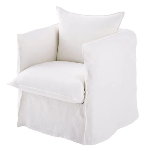 Maisons Du Monde Housses De Fauteuil Housse De Fauteuil En Lin Supérieur Blanc 4 Maisons Du Monde Housses De Fauteuil Housse De Fauteuil En Lin Supérieur Blanc – Image 2