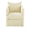 Maisons Du Monde Housses De Fauteuil Housse De Fauteuil En Lin Supérieur Ivoire -Housses de canapé Soldes housse de fauteuil en lin superieur ivoire 1000 2 8 204393 2