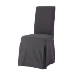Maisons Du Monde Housses De Chaises Et Galettes De Chaises Housse Longue De Chaise En Coton Anthracite -Housses de canapé Soldes housse longue de chaise en coton anthracite margaux 1000 12 7 147402 0 4