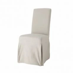 Maisons Du Monde Housses De Chaises Et Galettes De Chaises Housse Longue De Chaise En Coton Taupe -Housses de canapé Soldes housse longue de chaise en coton gris clair margaux 1000 11 6 147401 0