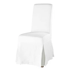 Maisons Du Monde Housses De Chaises Et Galettes De Chaises Housse Longue De Chaise En Lin Lavé Grise -Housses de canapé Soldes housse longue de chaise en lin lave blanche margaux 1000 6 21 147498 0