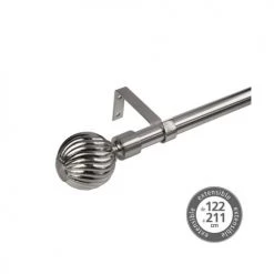 Wadiga Accessoires Rideaux Et Stores Tringle à Rideaux Extensible Métal Chrome Rond Stries - 122 à 211cm -Housses de canapé Soldes tringle a rideaux extensible metal chrome rond stries 122 a 211cm 2